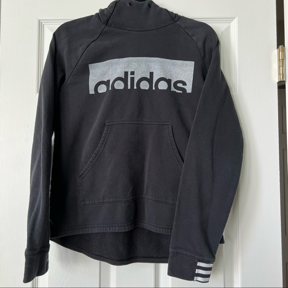 Adidas | Black Mock Neck Hooded Sweatshirt - Picture 2 of 9